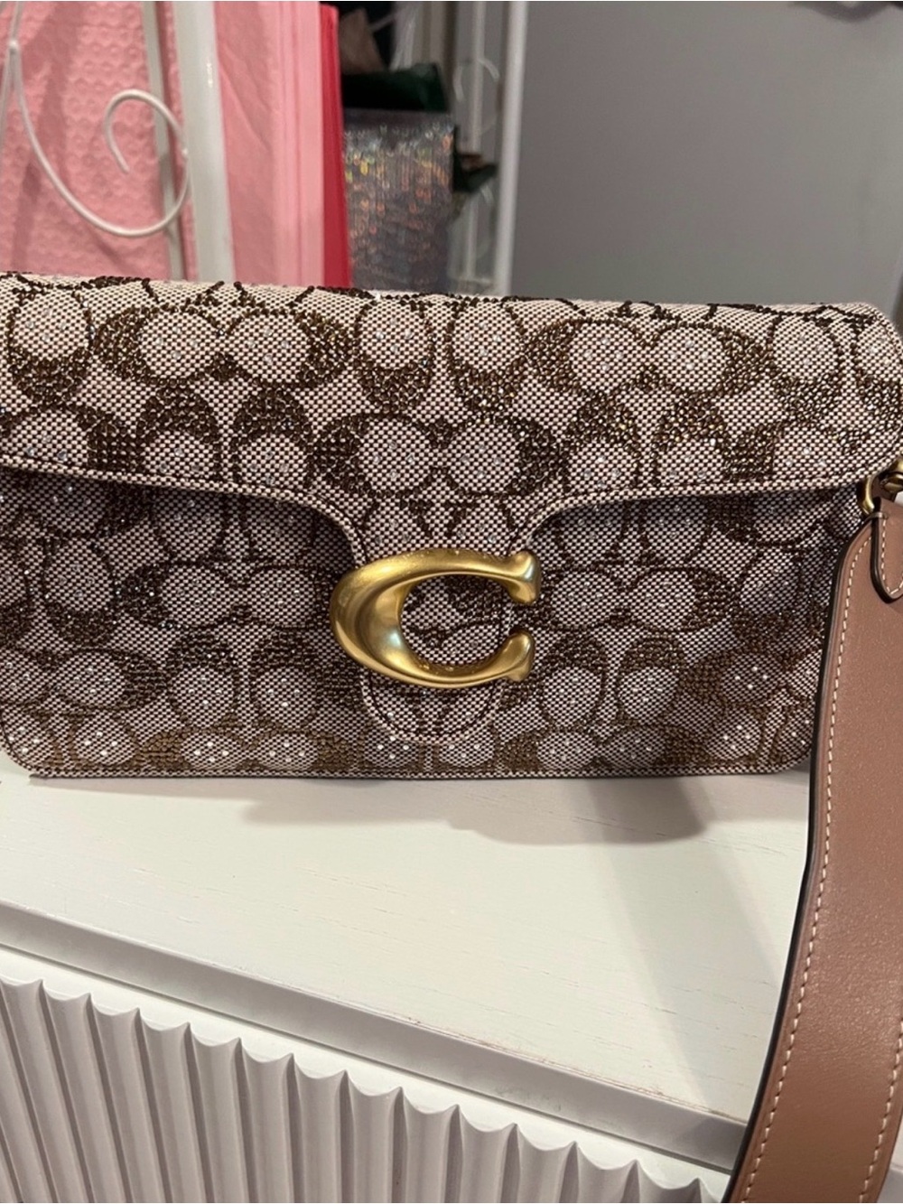 Coach Brown Signature Canvas Crossbody with Gold 'C'